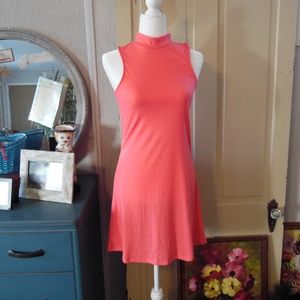 NWOT Coral Mock Neck Sleeveless Capella Dress
